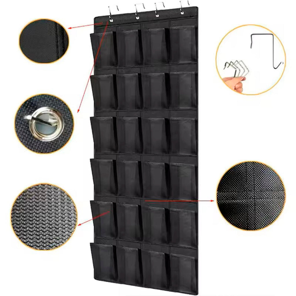 Organizador De Zapatos Y Otras Complementos,  Colgante Sobre La Puerta 20 Bolsillos Color Negro