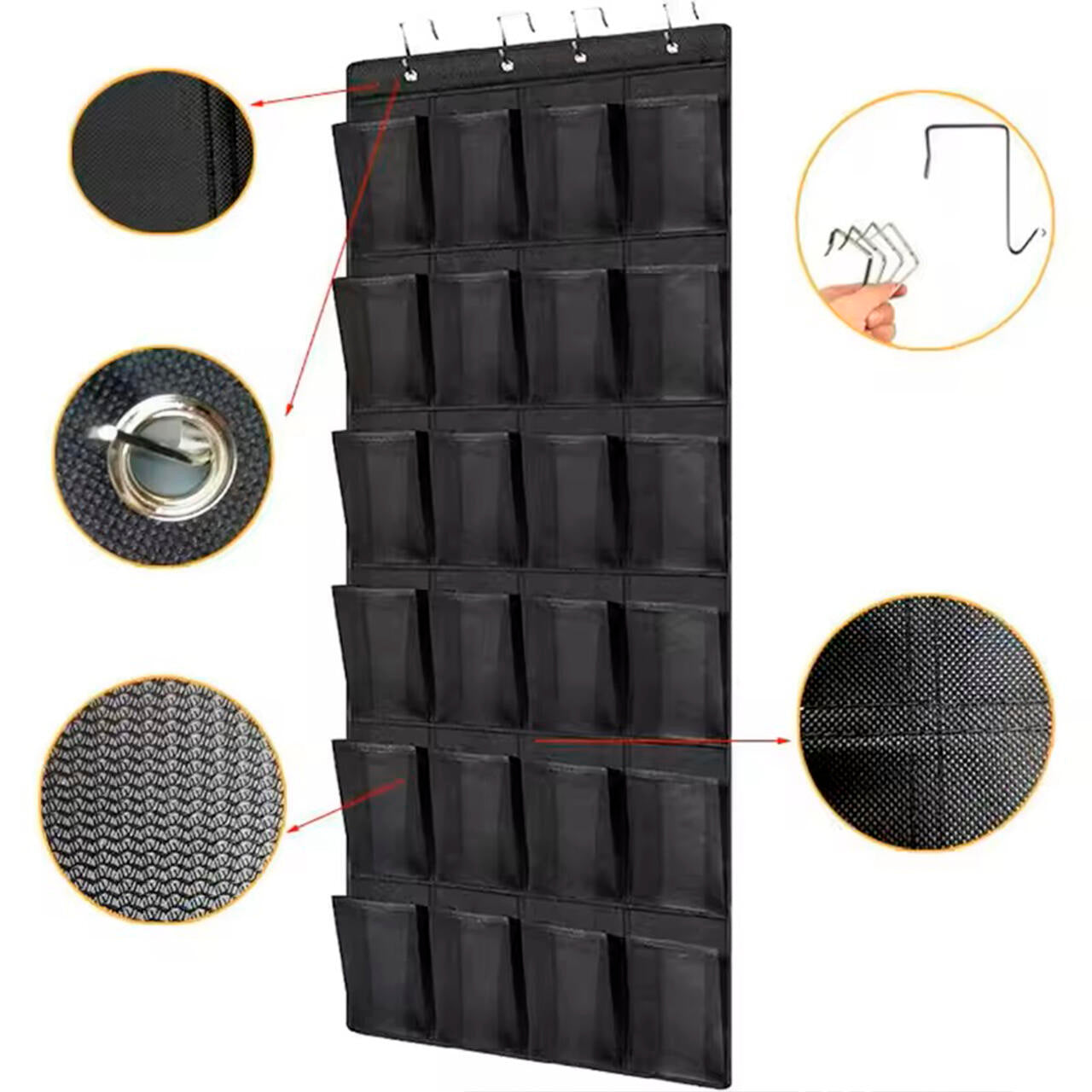 Organizador De Zapatos Y Otras Complementos,  Colgante Sobre La Puerta 20 Bolsillos Color Negro