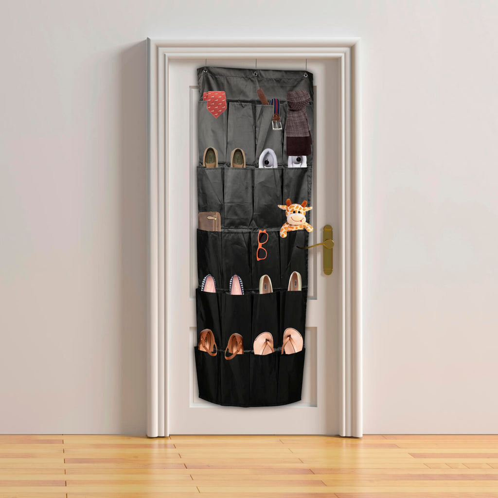 Organizador De Zapatos Y Otras Complementos,  Colgante Sobre La Puerta 20 Bolsillos Color Negro